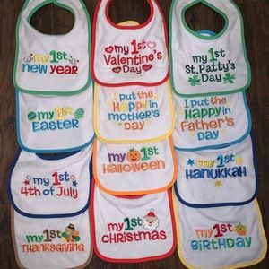 NWOT First Year of Milestones Baby Bibs